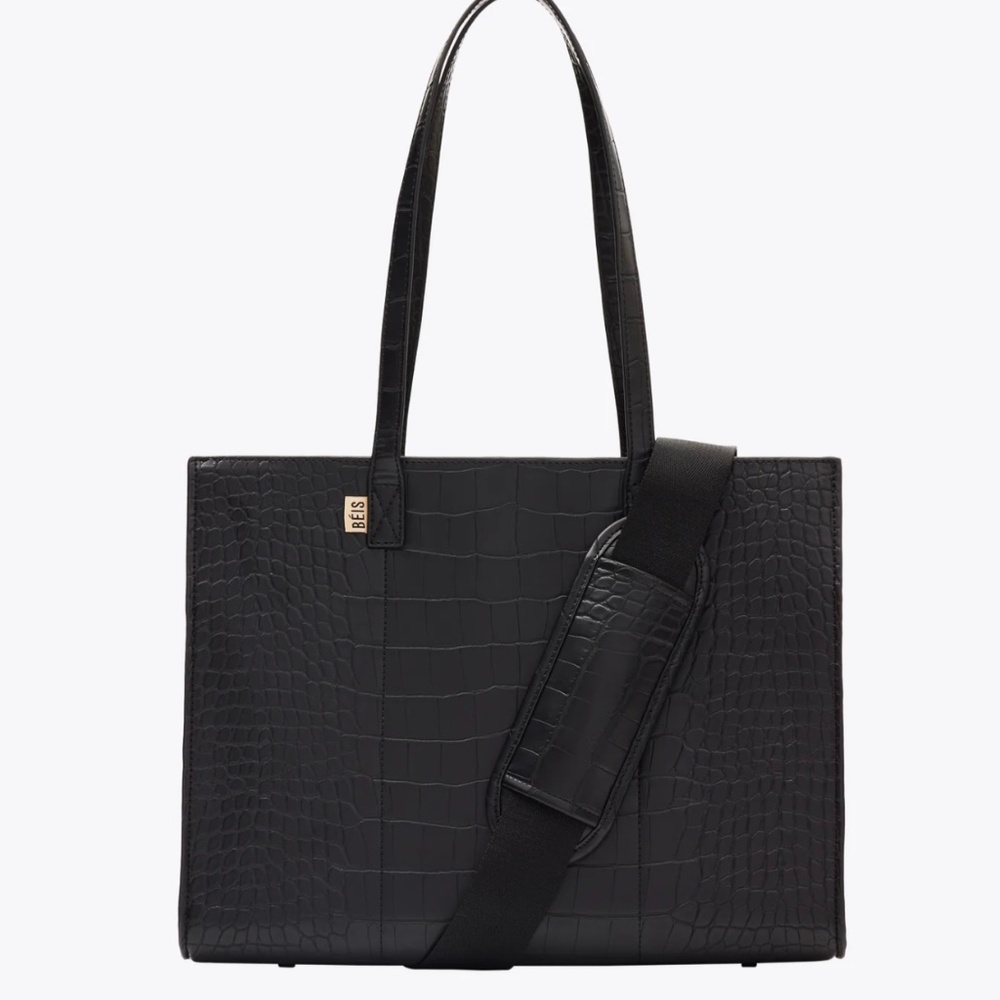 Beis Work Tote Black Croc